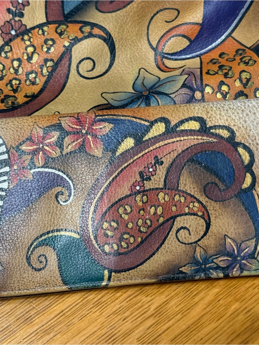 Anuschka Brown Multicolor Paisley Floral Leather Phone Case